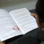 Colouring page being coloured